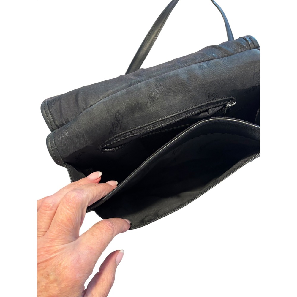 Fossil Vtg 1954 Black Pebbled Leather Shoulder Bag. Adjustable straps. Classic‎ - Picture 12 of 15